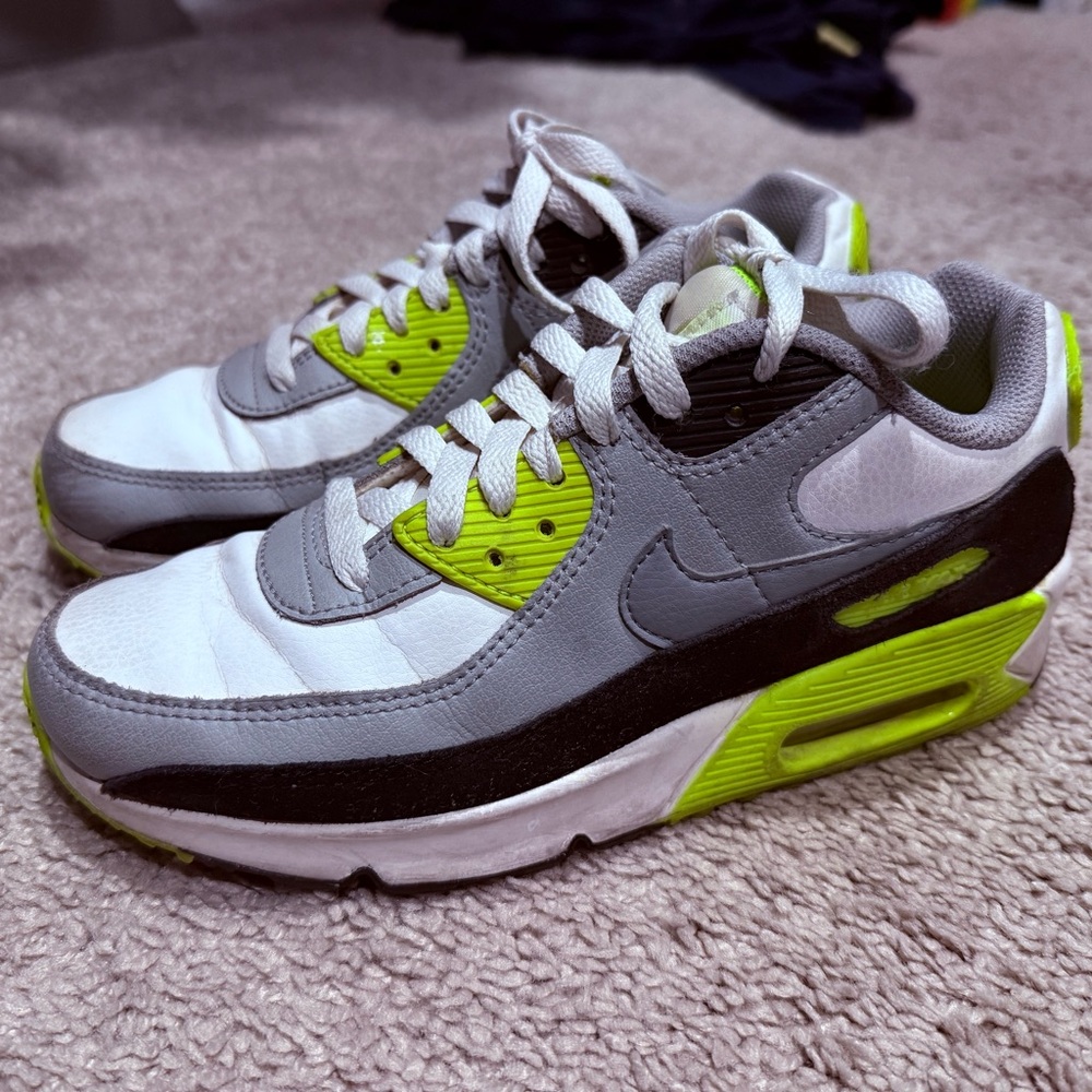 Nike Kids White and Neon Green Sneakers